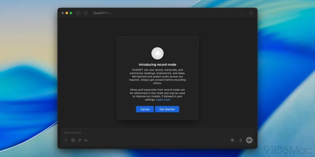 Openai lance le record mode pour les abonnés chatgpt plus sur mac