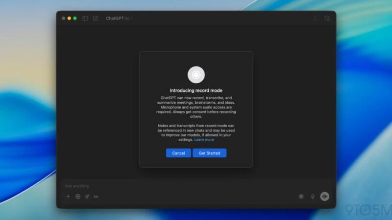 Openai lance le record mode pour les abonnés chatgpt plus sur mac