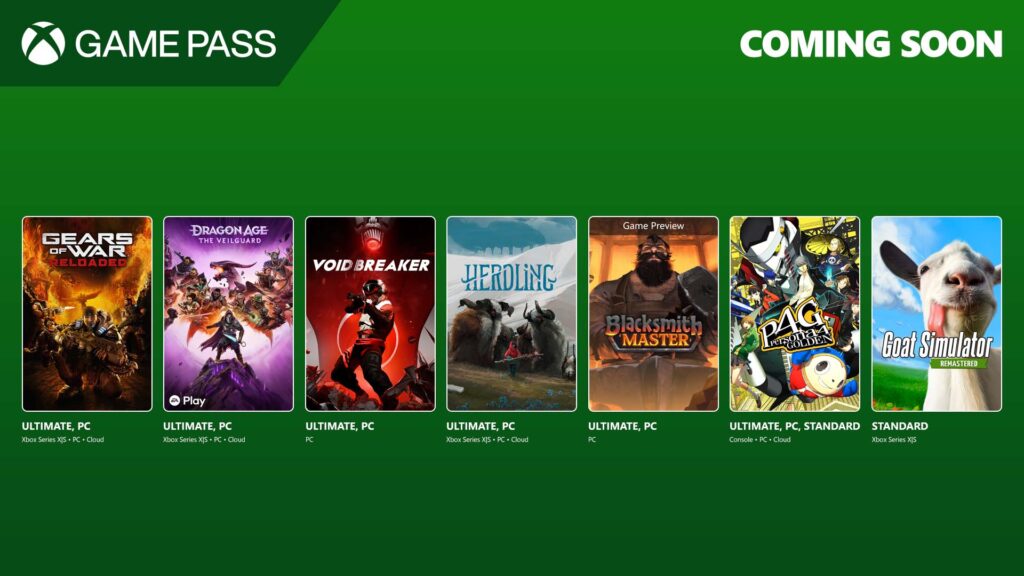 Les prochains jeux du service game pass