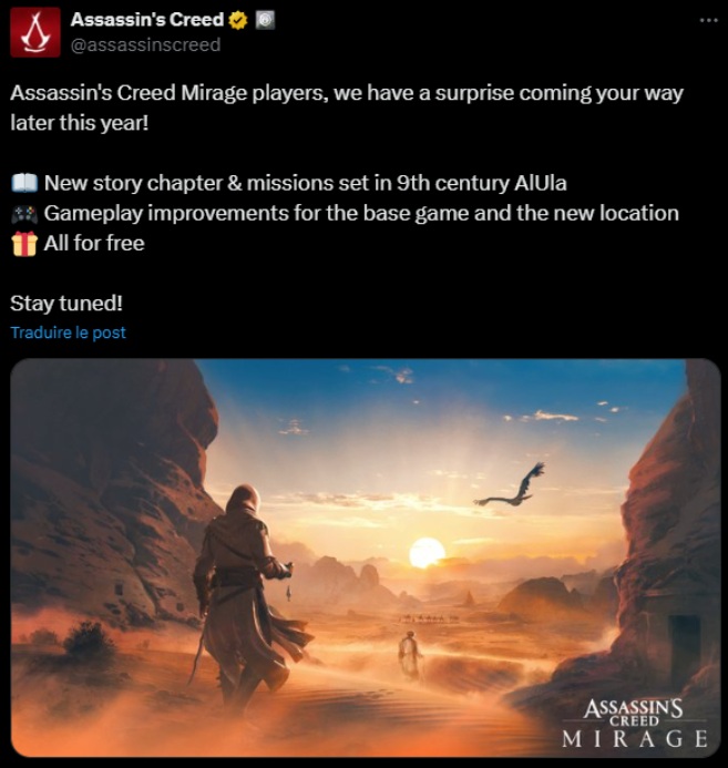 Assassin's creed mirage annonce une extension surprise gratuite
