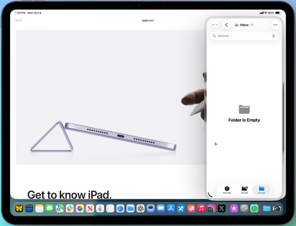 Retour de la fonction slide over dans ipados 26.1