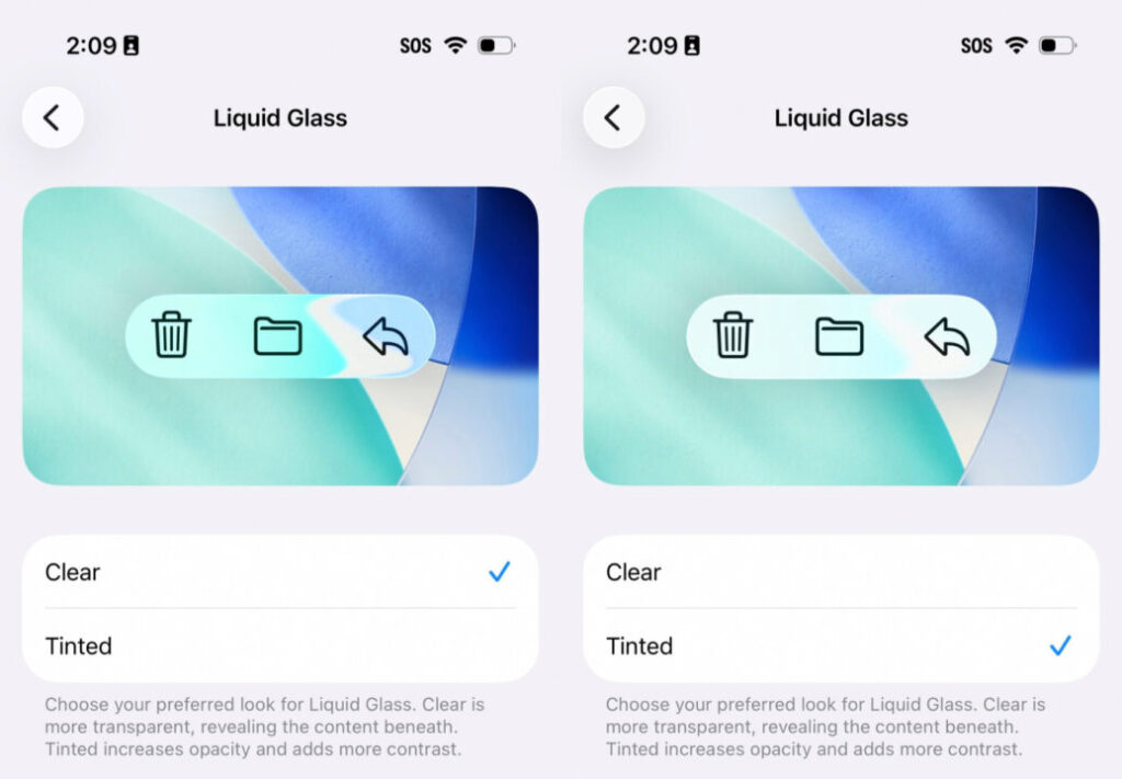 Ios 26.1 bêta 4 permet de modifier la transparence de liquid glass