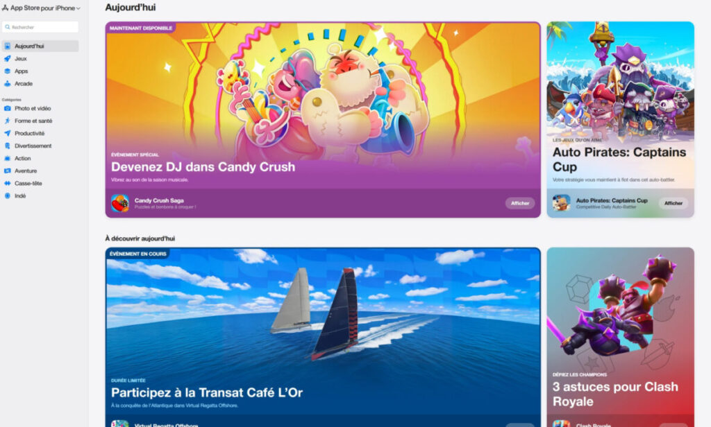 Lancement de l'app store sur le web par apple