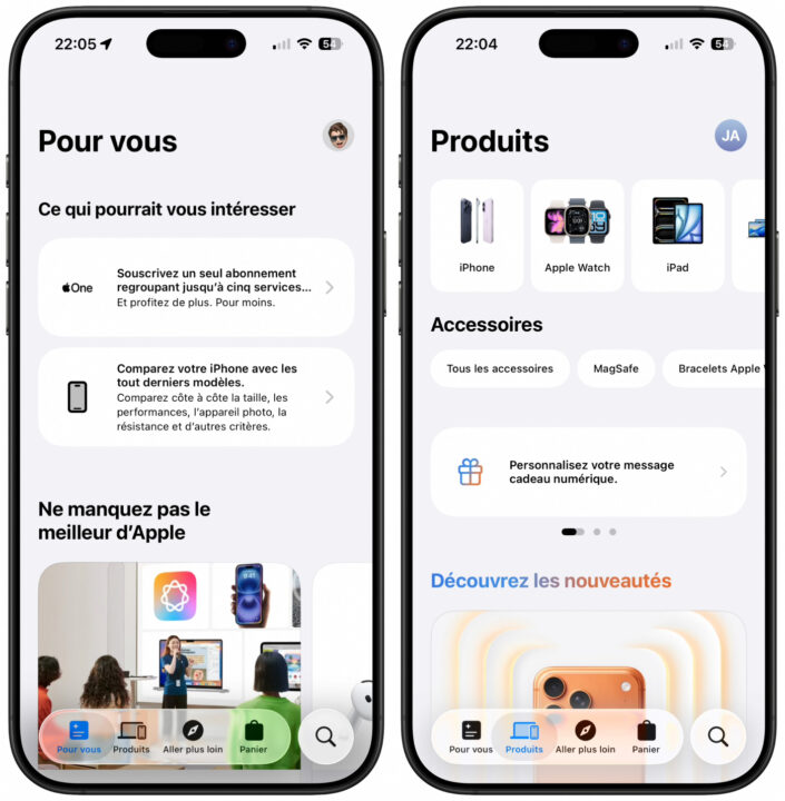 Mise à jour de l'application apple store avec l'interface liquid glass