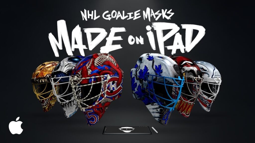 Des artistes conçoivent des masques de gardiens de nhl sur ipad pro