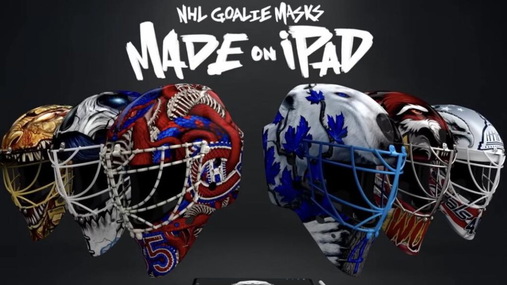 Des artistes conçoivent des masques de gardiens de nhl sur ipad pro