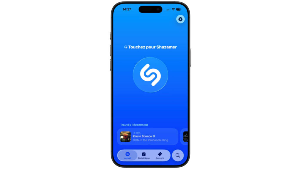 Shazam adopte l'interface liquid glass sur ios 26