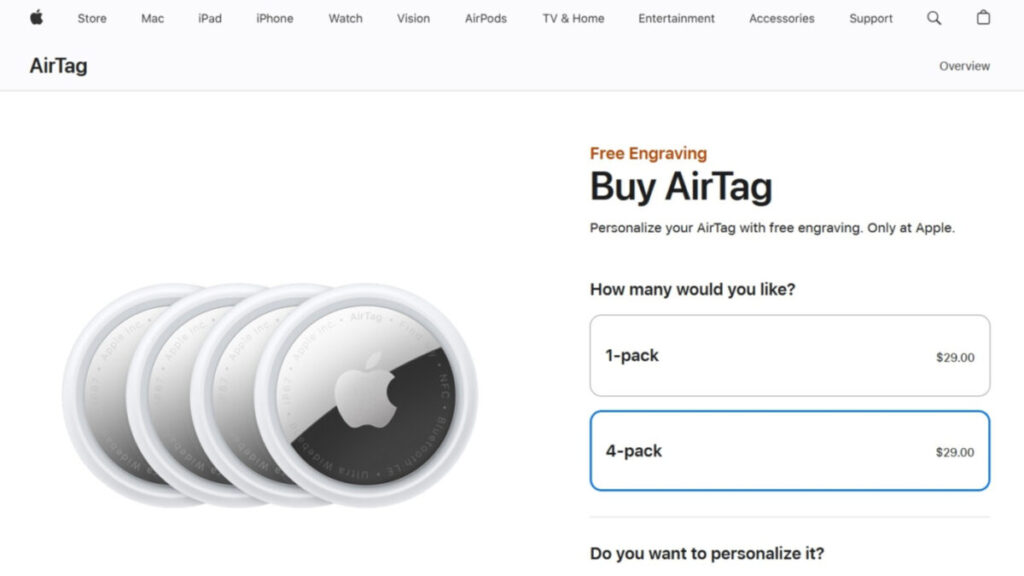 Offre exceptionnelle sur les airtags d'apple