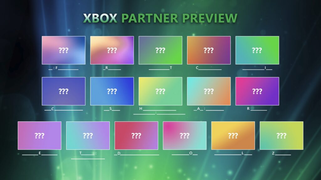 Xbox partner showcase annonce 16 jeux à deviner