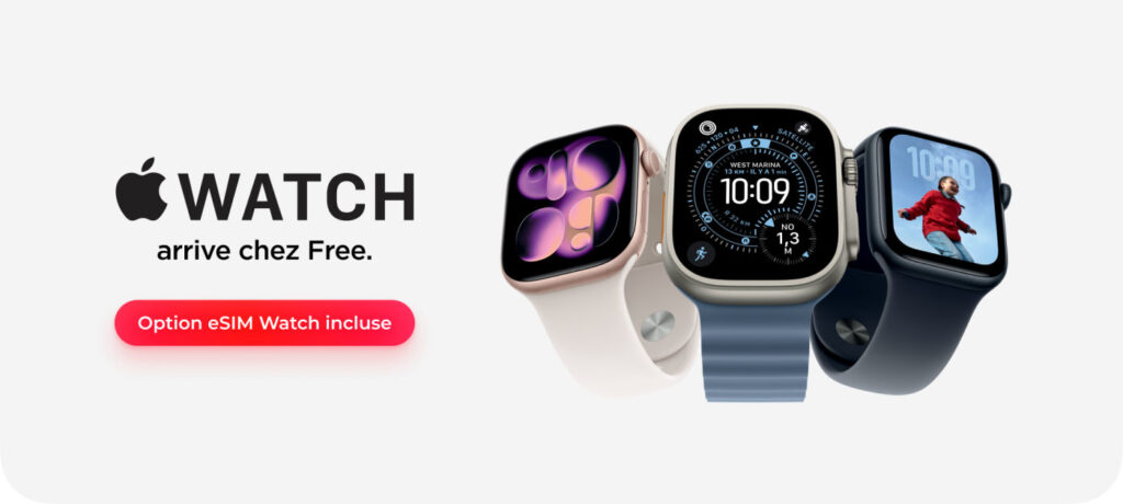 Free mobile lance l'esim gratuite sur apple watch