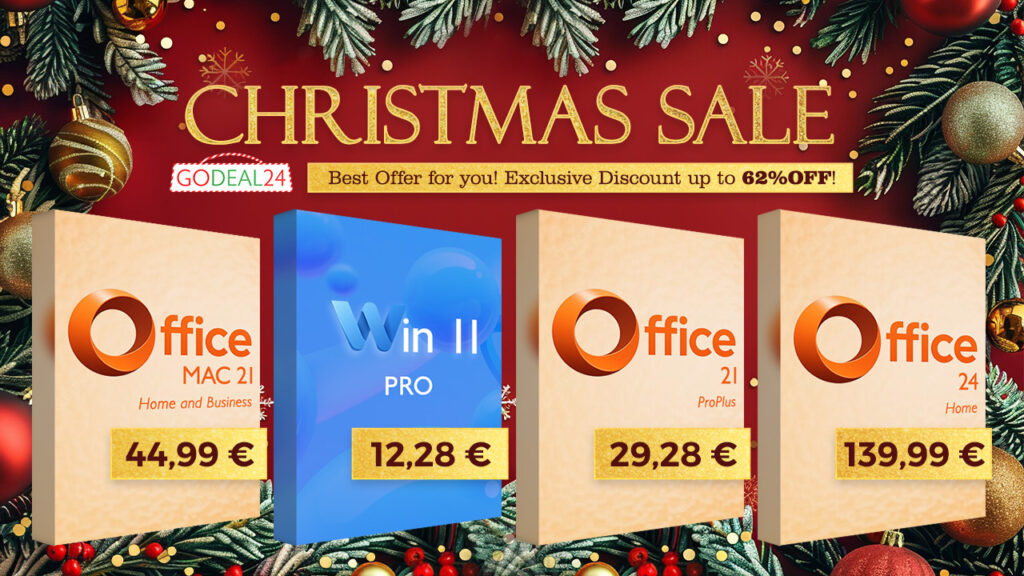 Offres de Noël Godeal24 : licences Office et Windows à prix réduits