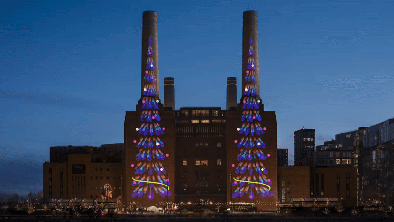 Apple projette des sapins de noël dessinés sur ipad à londres