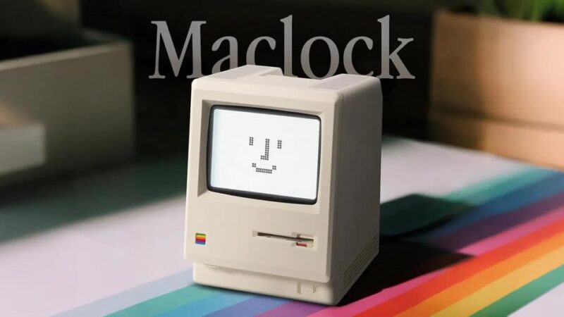 Maclock : l&rsquo;horloge de bureau inspirée du macintosh de 1984