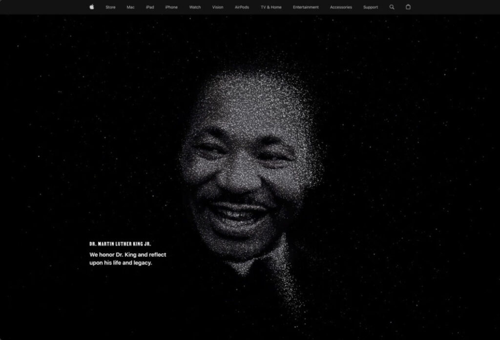 Apple honore Martin Luther King Jr sur son site
