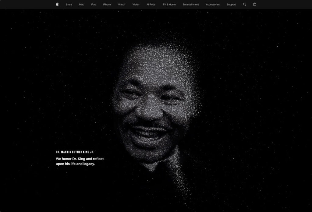 Apple honore Martin Luther King Jr sur son site