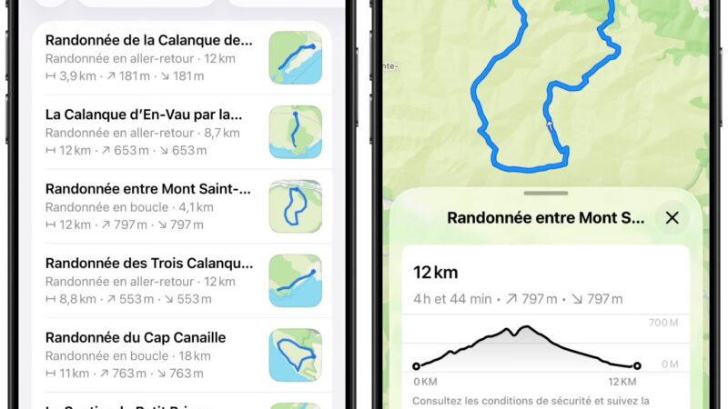 Apple plans ajoute des itinéraires de randonnée en france