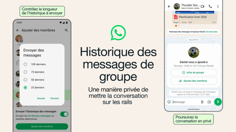 Whatsapp lance lhistorique des messages de groupe