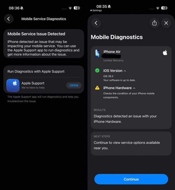 Défaillance du modem c1x de l'iphone air signalée