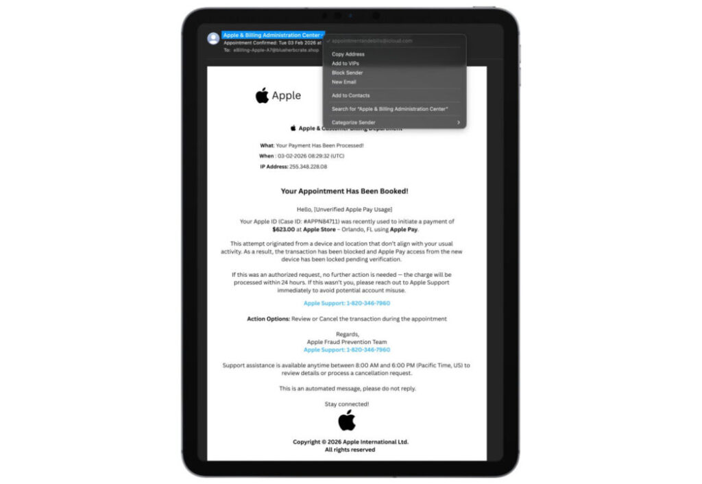 Campagne de phishing ciblant les utilisateurs d'Apple Pay