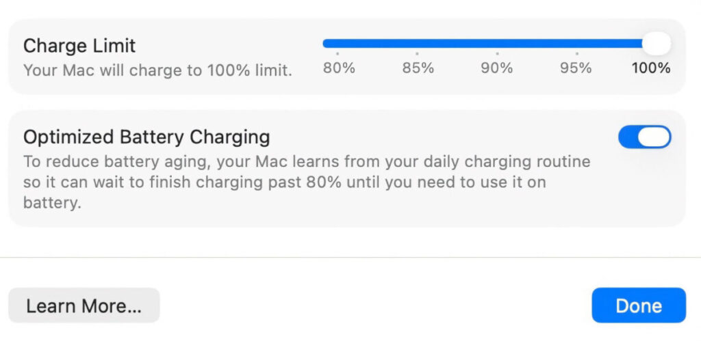 Macos 26.4 introduit une fonction de limite de recharge pour la batterie du Mac