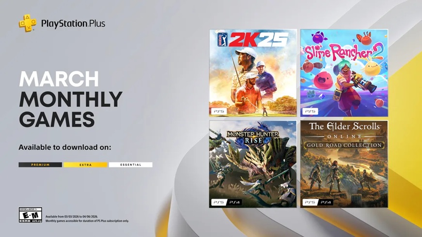 Jeux ps plus essential de mars : pga tour 2k25 et monster hunter rise au programme