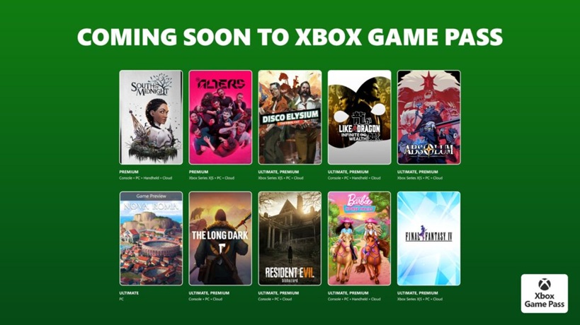 Les prochains jeux du service game pass de microsoft