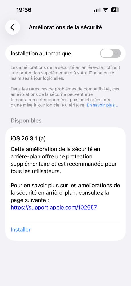Ios et macos 26.3.1 (a) corrigent une faille de sécurité critique