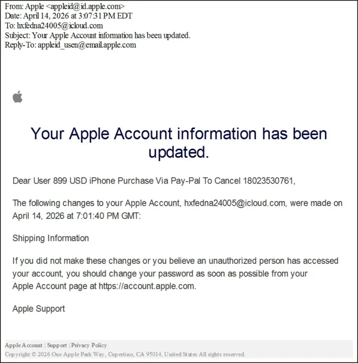 Alerte phishing : des hackers utilisent de vrais e-mails apple pour arnaquer