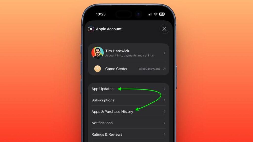 Modification discrète de l'accès aux mises à jour dans l'app store sur iphone