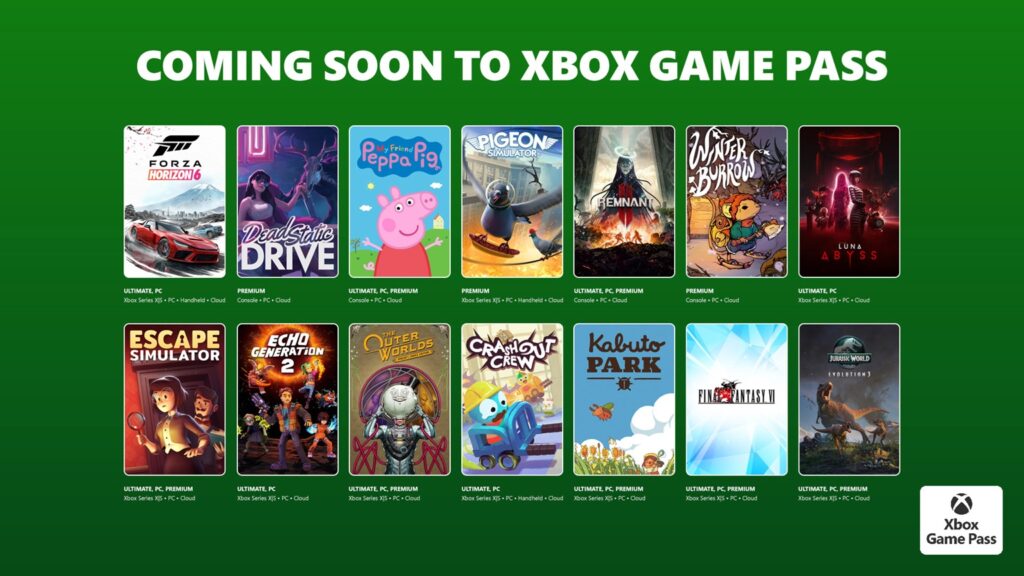 Nouveaux jeux à venir sur game pass