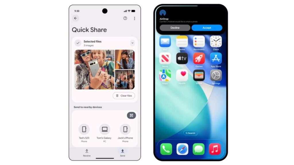 Airdrop disponible sur plusieurs smartphones android