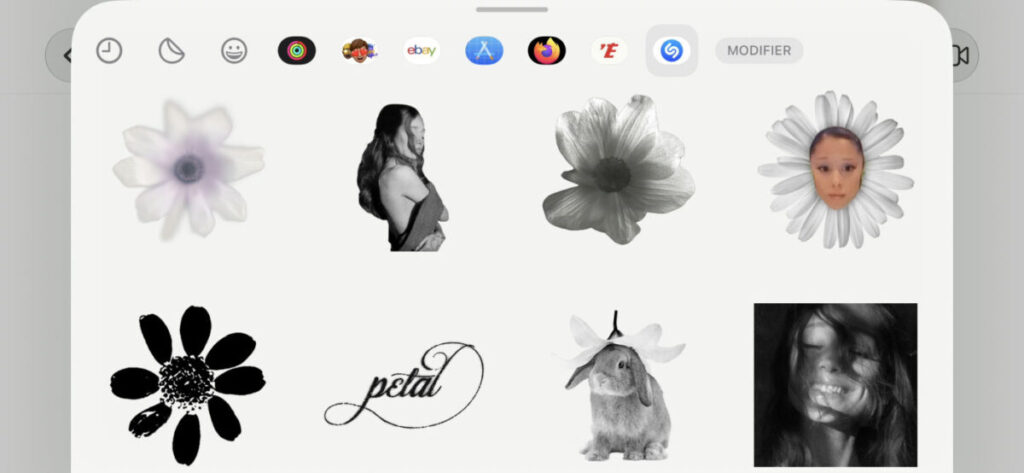 Shazam ajoute des autocollants imessage pour l'album petal d'ariana grande