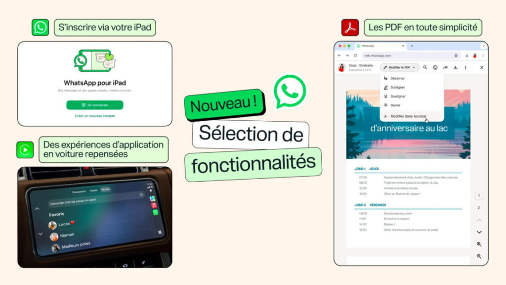WhatsApp s'inscrit enfin sur iPad et se modernise pour CarPlay