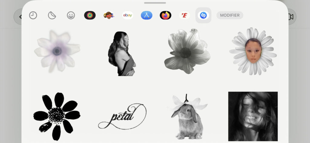 Shazam ajoute des autocollants imessage pour l'album petal d'ariana grande