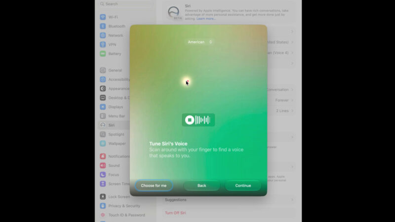 Macos 27 introduit une nouvelle interface pour choisir la voix de siri