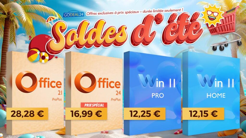 Godeal24 Summer Sale : réductions sur Microsoft Office et Windows 11 Pro