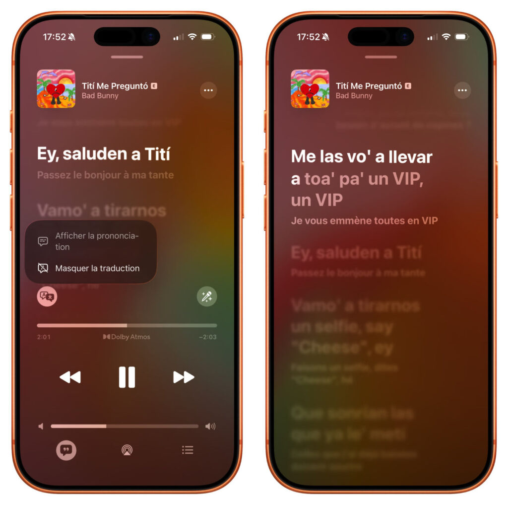 La traduction des paroles en français arrive sur Apple Music