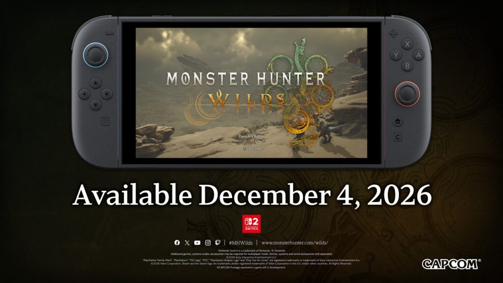 Sortie de monster hunter wilds sur switch 2 pour noël