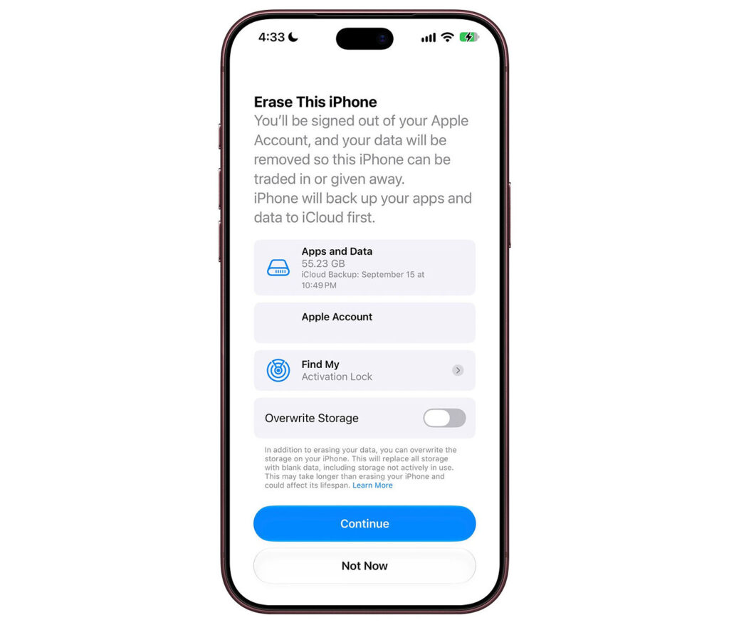 Apple introduit une méthode d'effacement des données sur ios 27.2