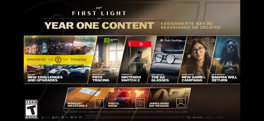 La sortie de 007 first light sur switch 2 repousse à mars 2027