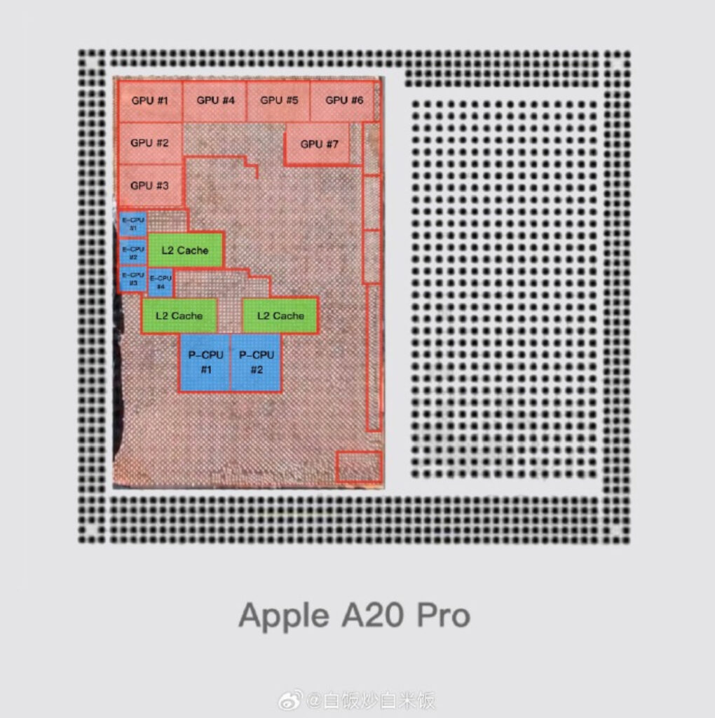 La puce a20 pro d'apple pour l'iphone 18 pro et ultra avec 7 coeurs gpu