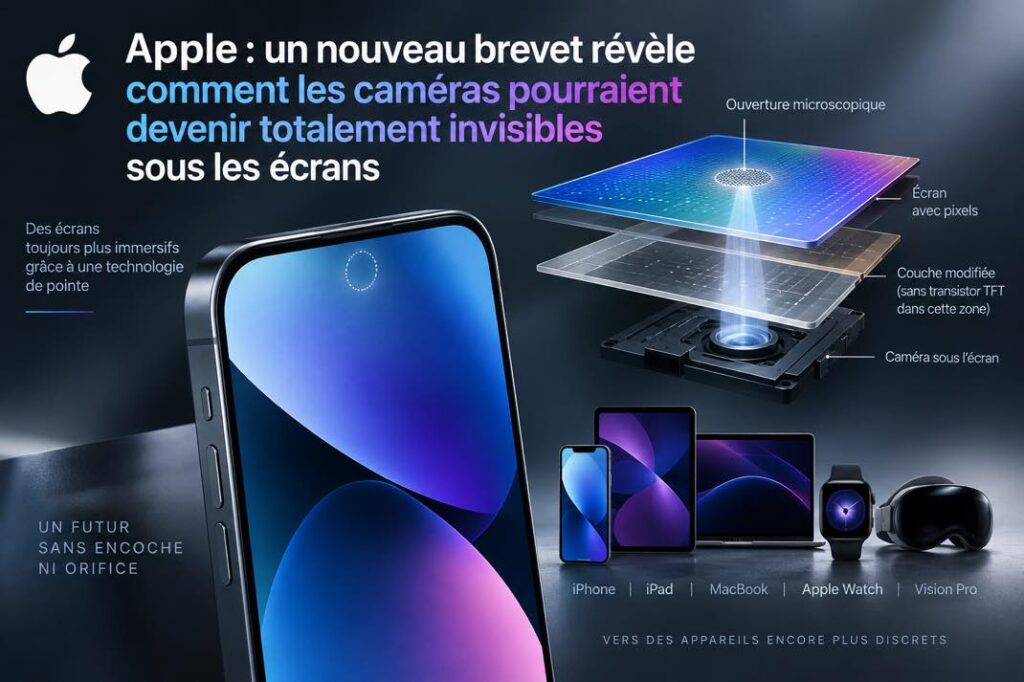 Apple innove avec des écrans intégrant caméras et capteurs invisibles