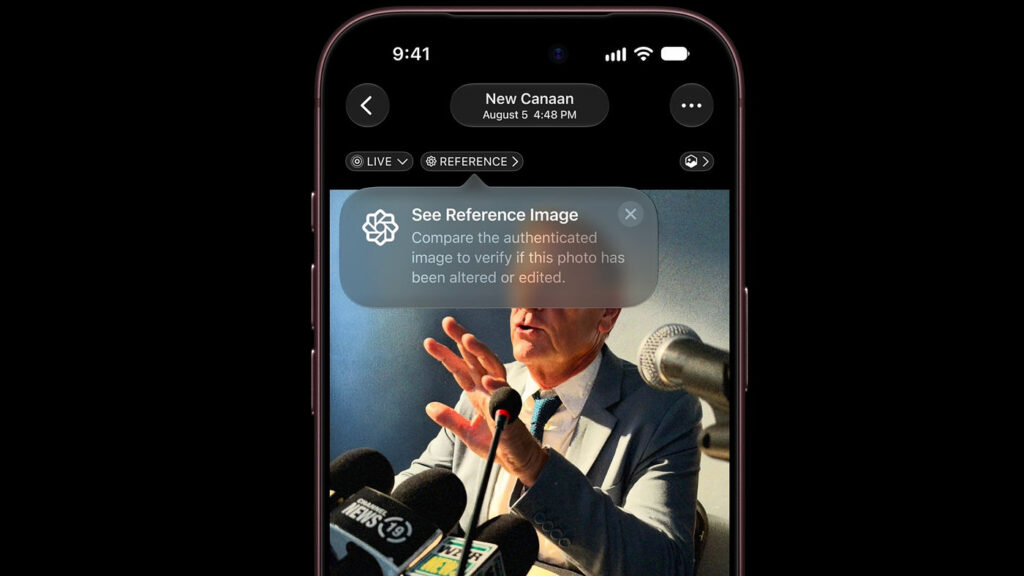 Apple reference image : authentification des photos sur iphone 18 pro