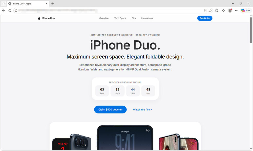 Alerte sur une fausse page de précommande d'iphone duo