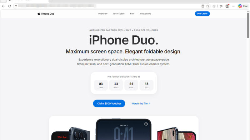 Alerte sur une fausse page de précommande d&rsquo;iphone duo