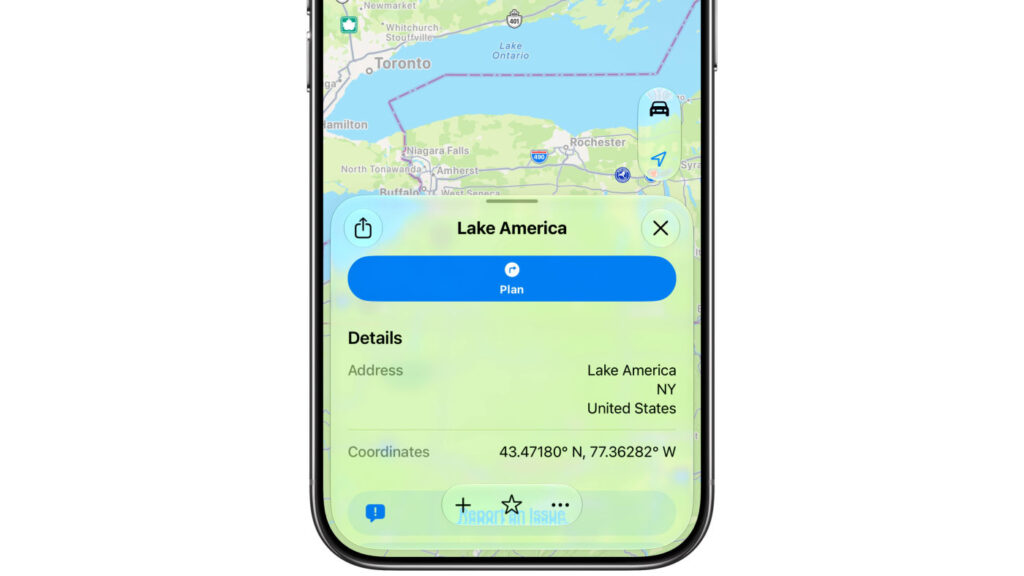 Apple plans renomme le lac ontario en lac amérique