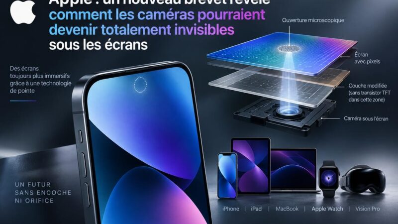 Apple innove avec des écrans intégrant caméras et capteurs invisibles