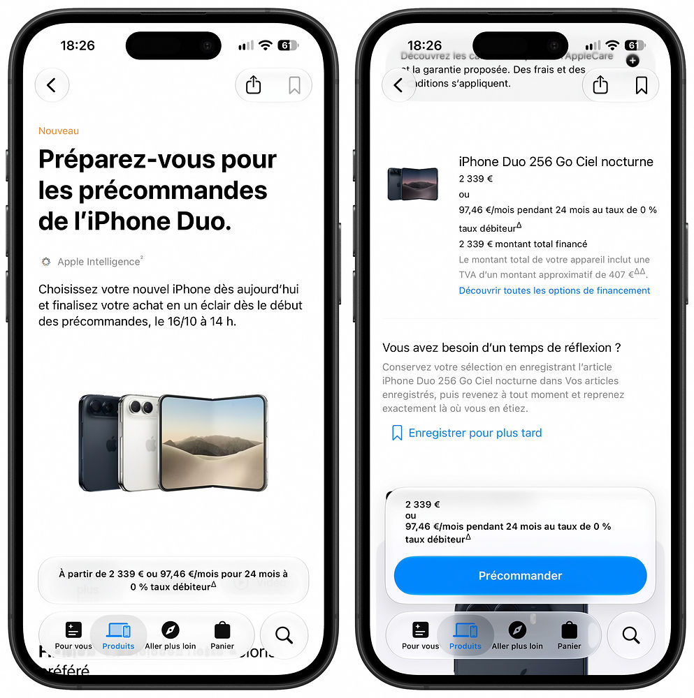 Précommandez l'iPhone Duo dès maintenant sur l'Apple Store