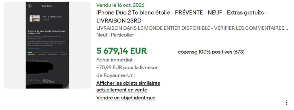 Les scalpers revendent l'iphone duo à des prix exorbitants sur ebay