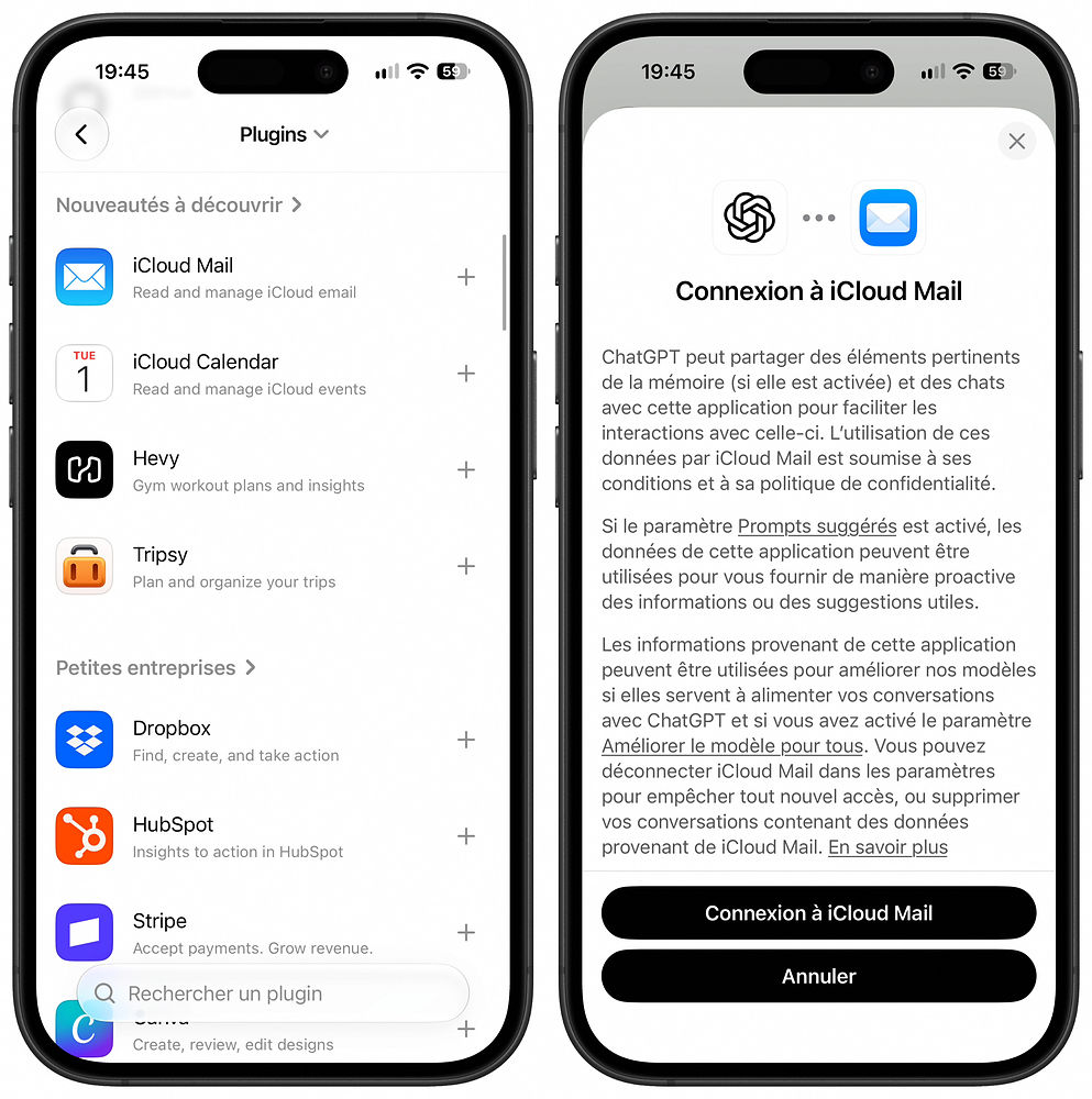 Openai lance des plugins pour connecter chatgpt à vos e-mails et calendrier icloud Openai lance des plugins pour connecter chatgpt à vos e-mails et calendrier icloud